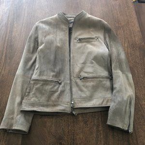 John Varvatos Grey Suede Moto Jacket 50 EU